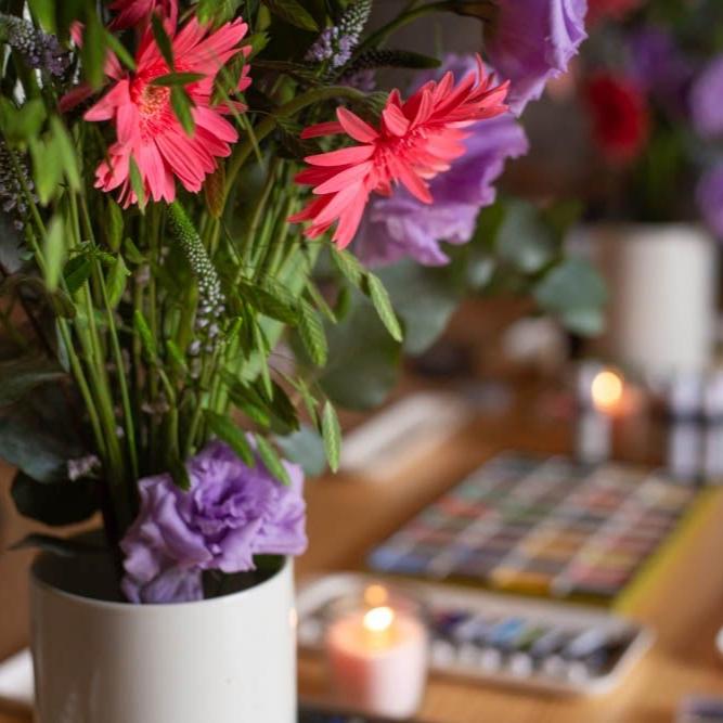 Taller de Acuarela Floral ¡y vino!